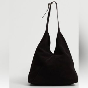 mango black suede leather bucket bag